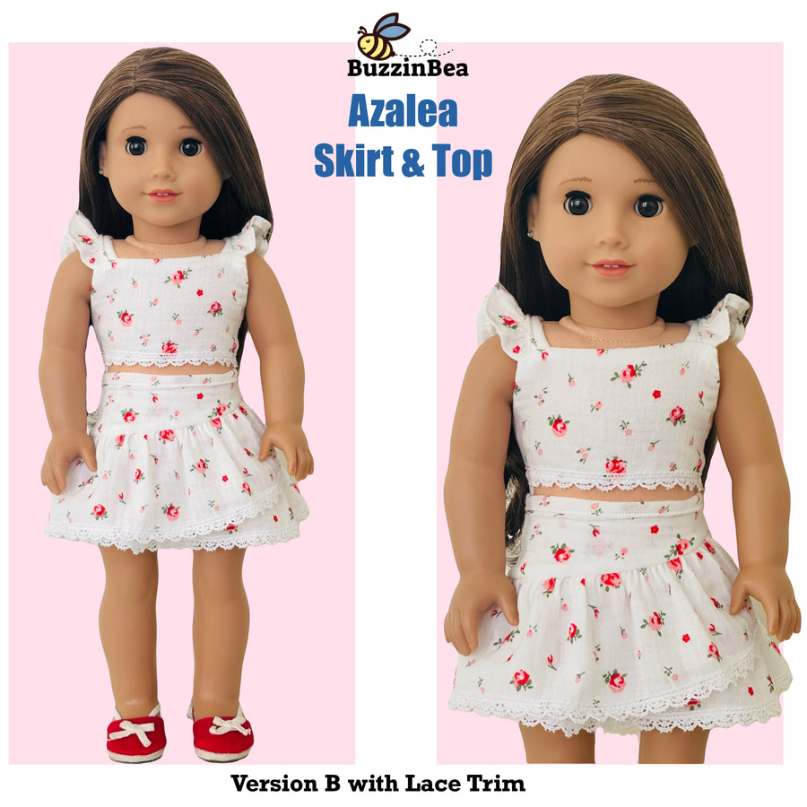 Azalea Skirt and Top 18-inch doll clothes PDF sewing pattern