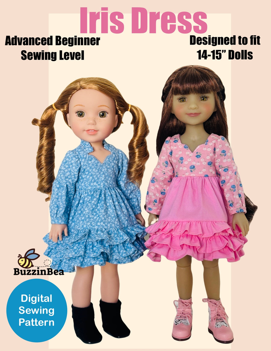 Iris Dress for 14-15-inch Dolls PDF Sewing Pattern