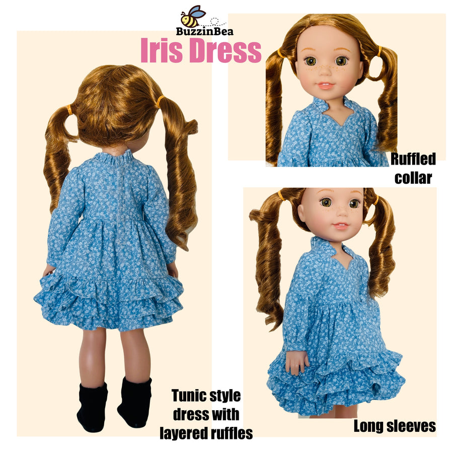 Iris Dress for 14-15-inch Dolls PDF Sewing Pattern