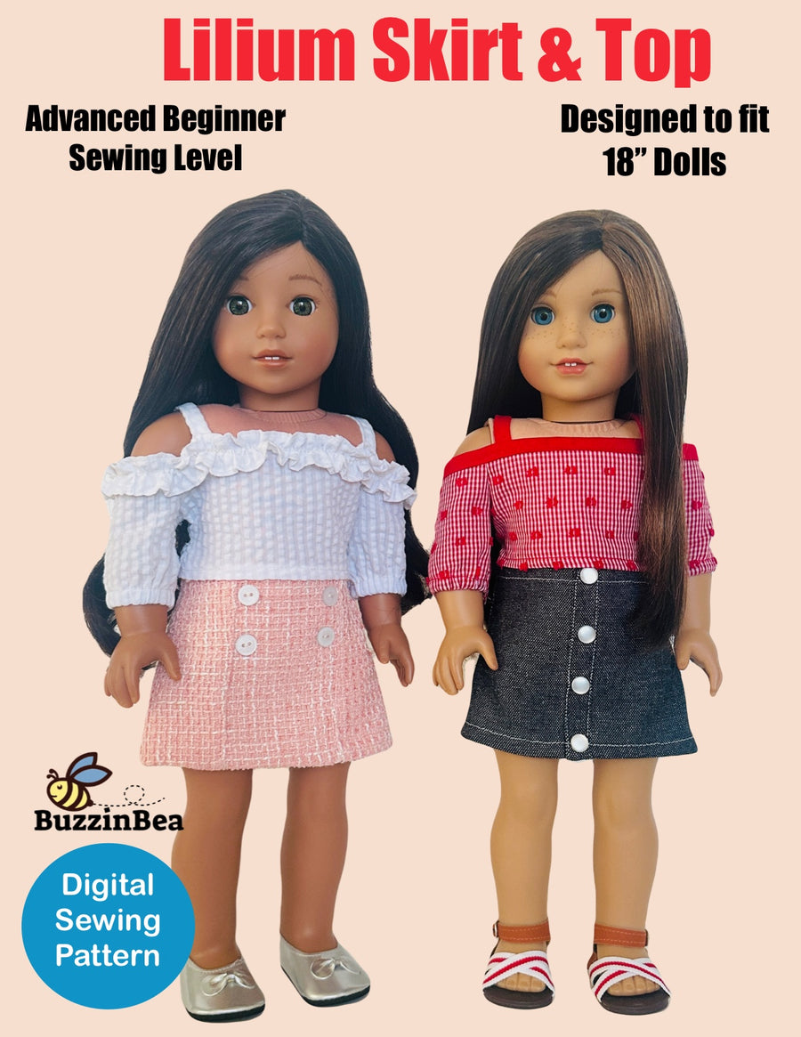 Lilium Skirt and Top for 18-inch Dolls PDF Sewing Pattern