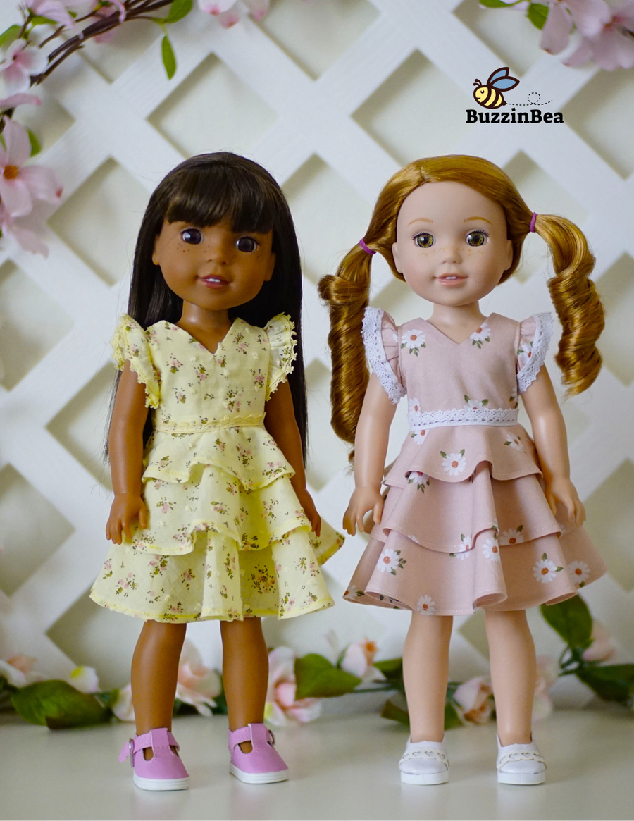 Layered Dress for 14-inch dolls clothes PDF Sewing Pattern