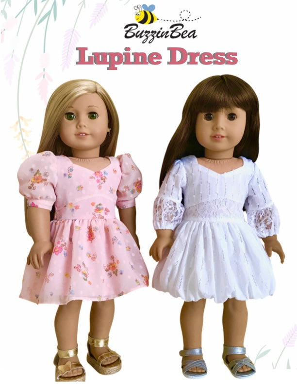 Lupine Dress 18-inch doll clothes PDF sewing pattern