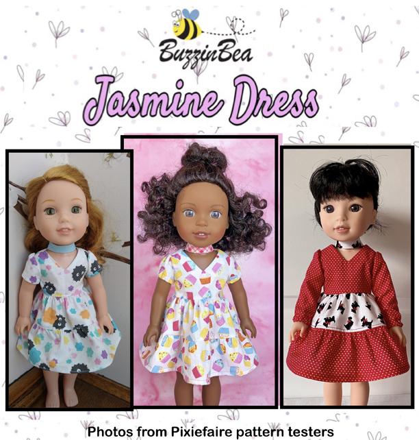 Jasmine Dress 14-inch doll clothes PDF sewing pattern