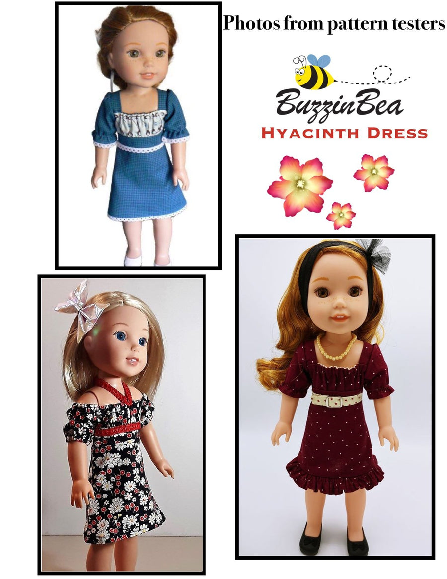 Hyacinth dress 14-inch doll clothes PDF sewing pattern