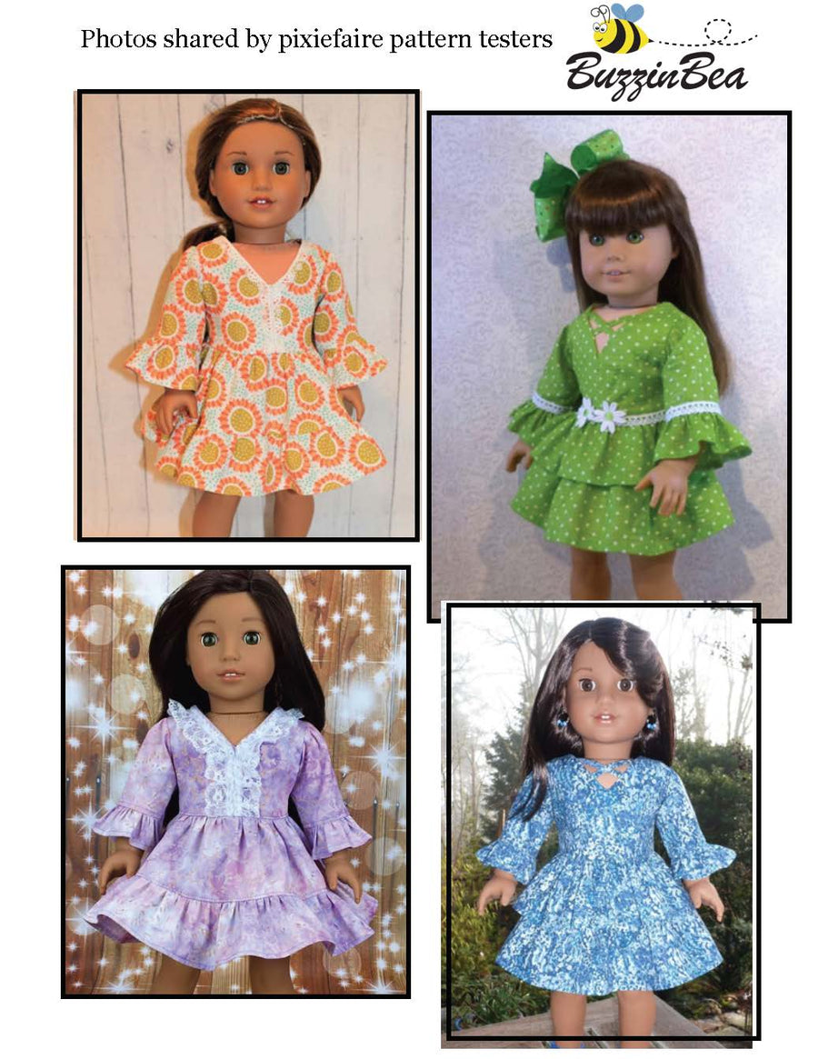 Primrose Dress 18-inch Doll Clothes PDF Sewing Pattern