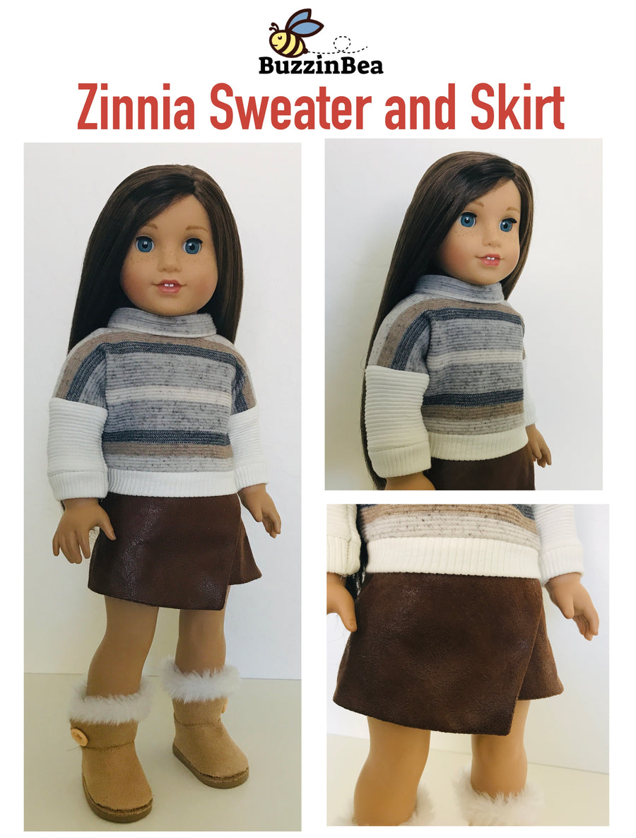 Zinnia Skirt and Sweater for 18-inch Dolls PDF Sewing Pattern