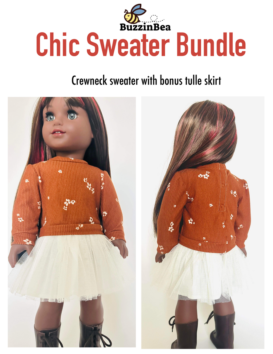 Chic Sweater Bundle for  18-inch Dolls Digital PDF Sewing Pattern