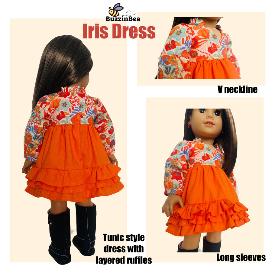 Iris Dress for 18-inch Dolls PDF Sewing Pattern