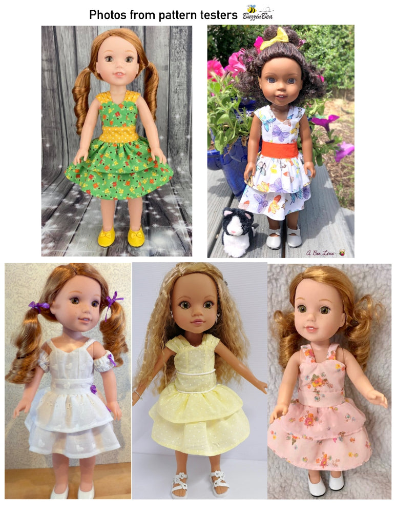 Aster dress 14-inch doll clothes PDF sewing pattern