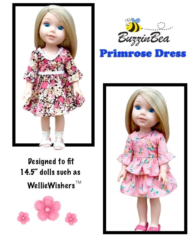 Primrose dress 14-inch doll clothes PDF sewing pattern