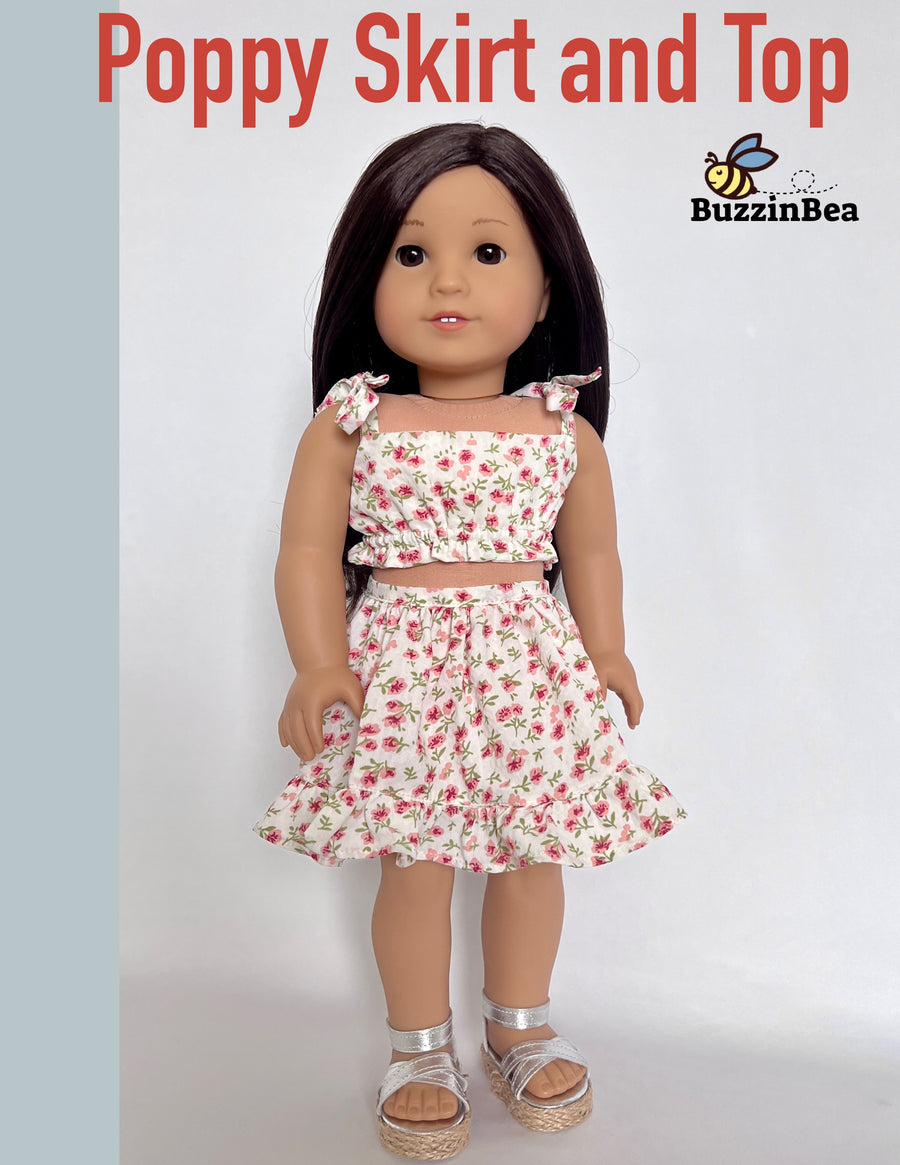 Poppy Skirt and Top for 18-inch Dolls PDF Sewing Pattern