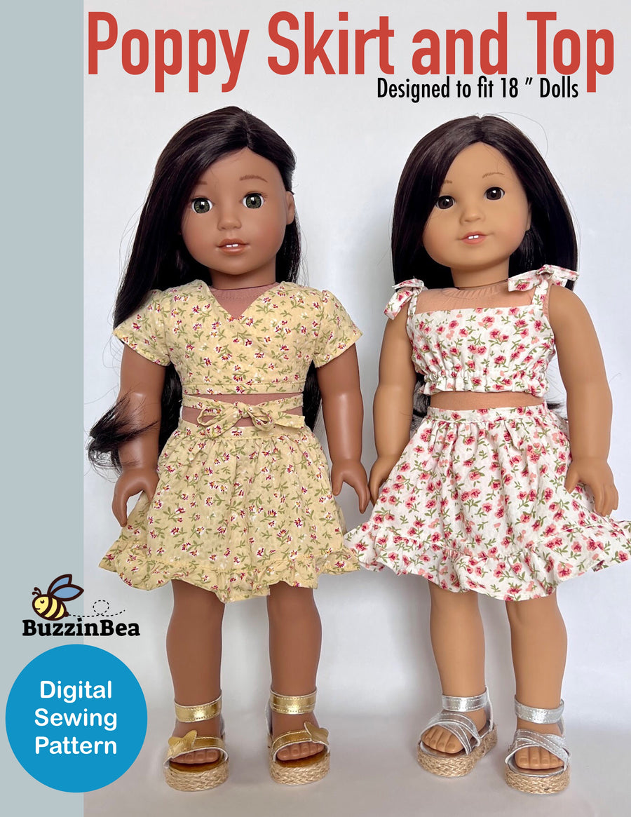 Poppy Skirt and Top for 18-inch Dolls PDF Sewing Pattern