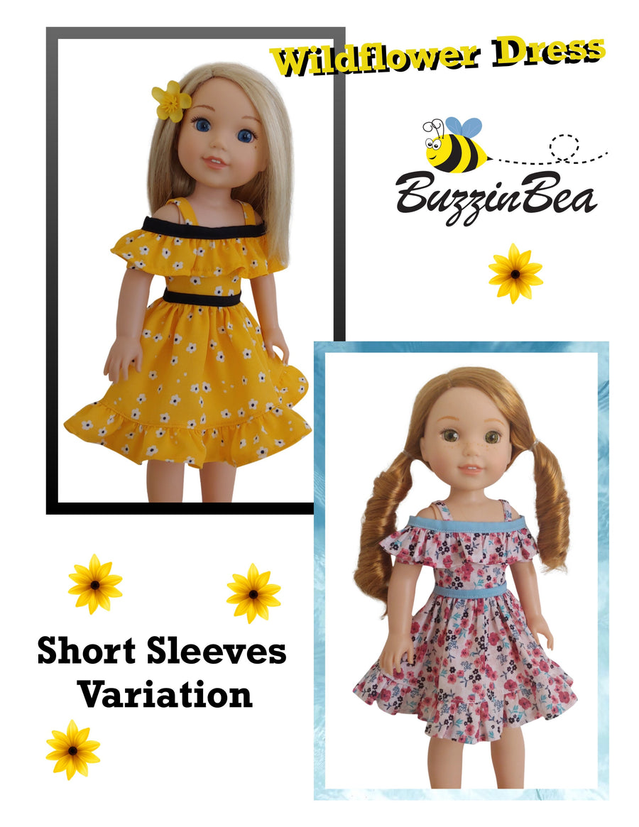 Wildflower Dress 14-inch doll clothes PDF sewing pattern