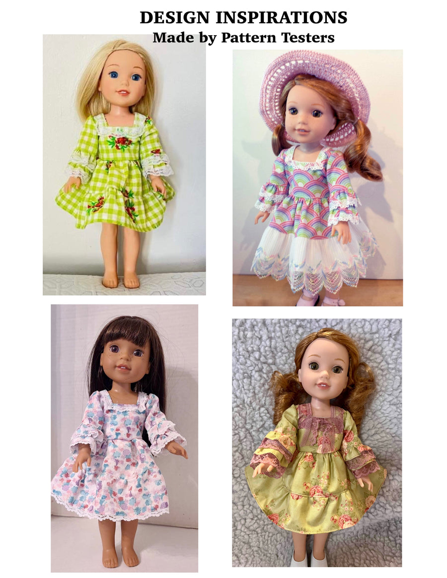 Camellia Dress 14-inch doll clothes PDF sewing pattern