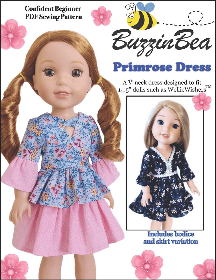 Primrose dress 14-inch doll clothes PDF sewing pattern