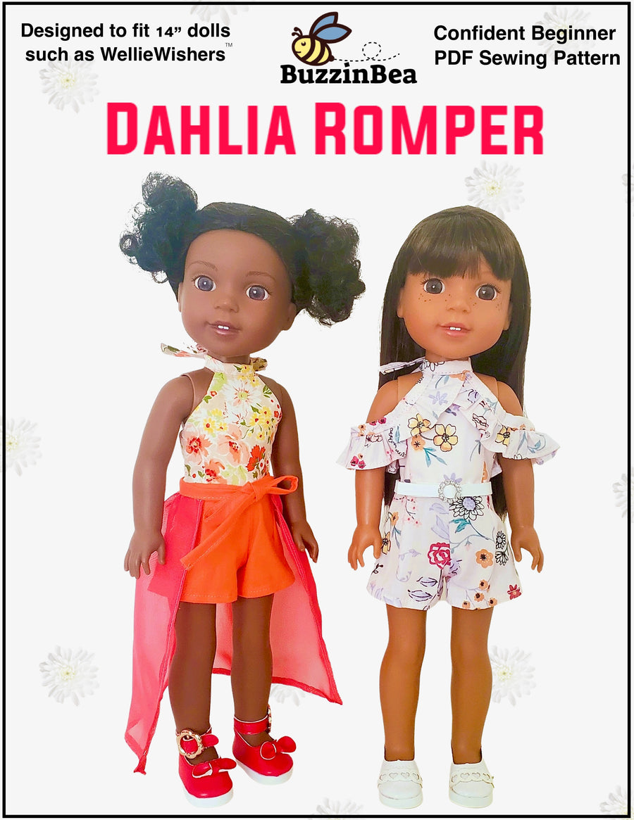 Dahlia Romper 14-inch doll clothes PDF sewing pattern
