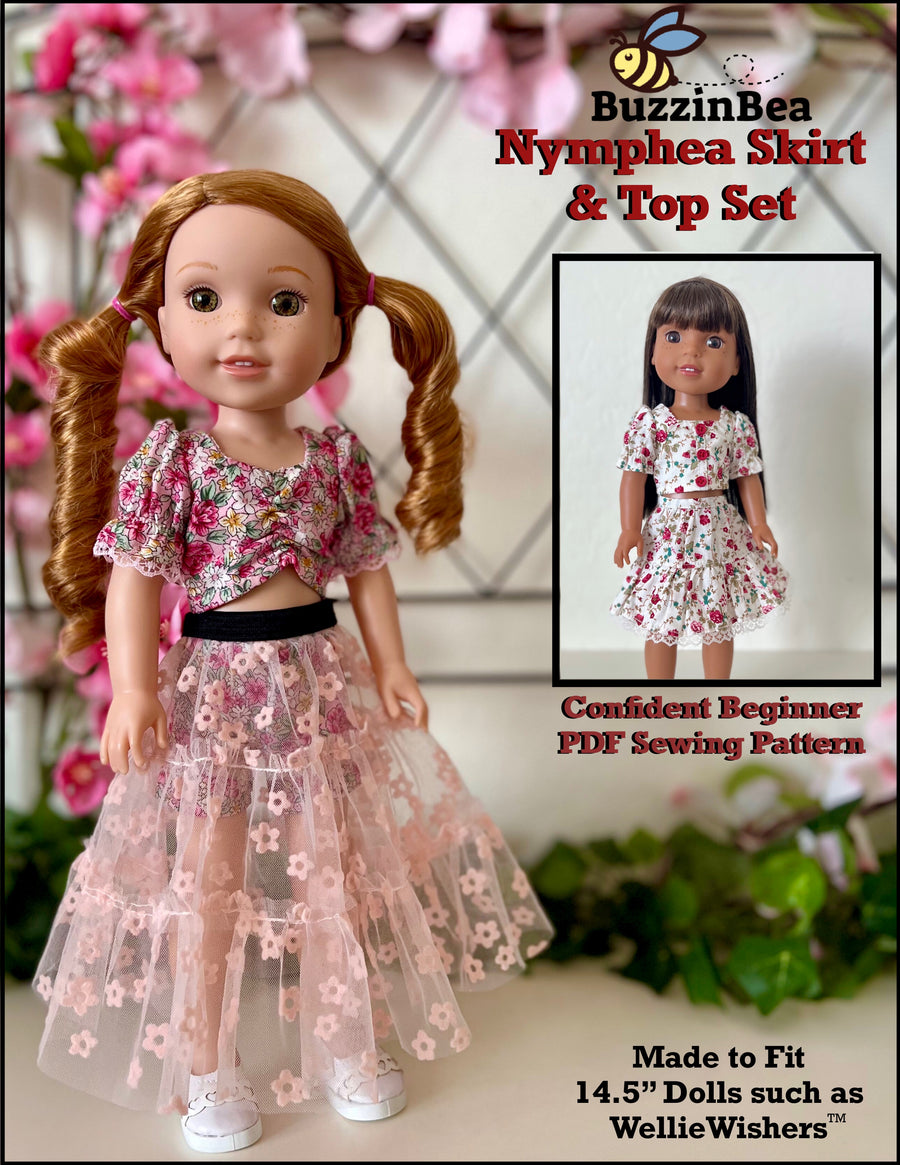 Nymphea Skirt and Top - 14-inch doll clothes PDF sewing pattern