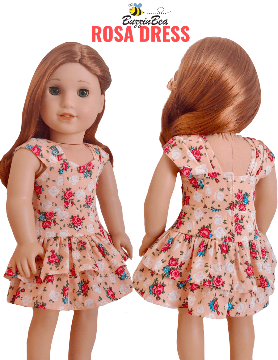 Rosa dress 18-inch doll clothes PDF sewing pattern