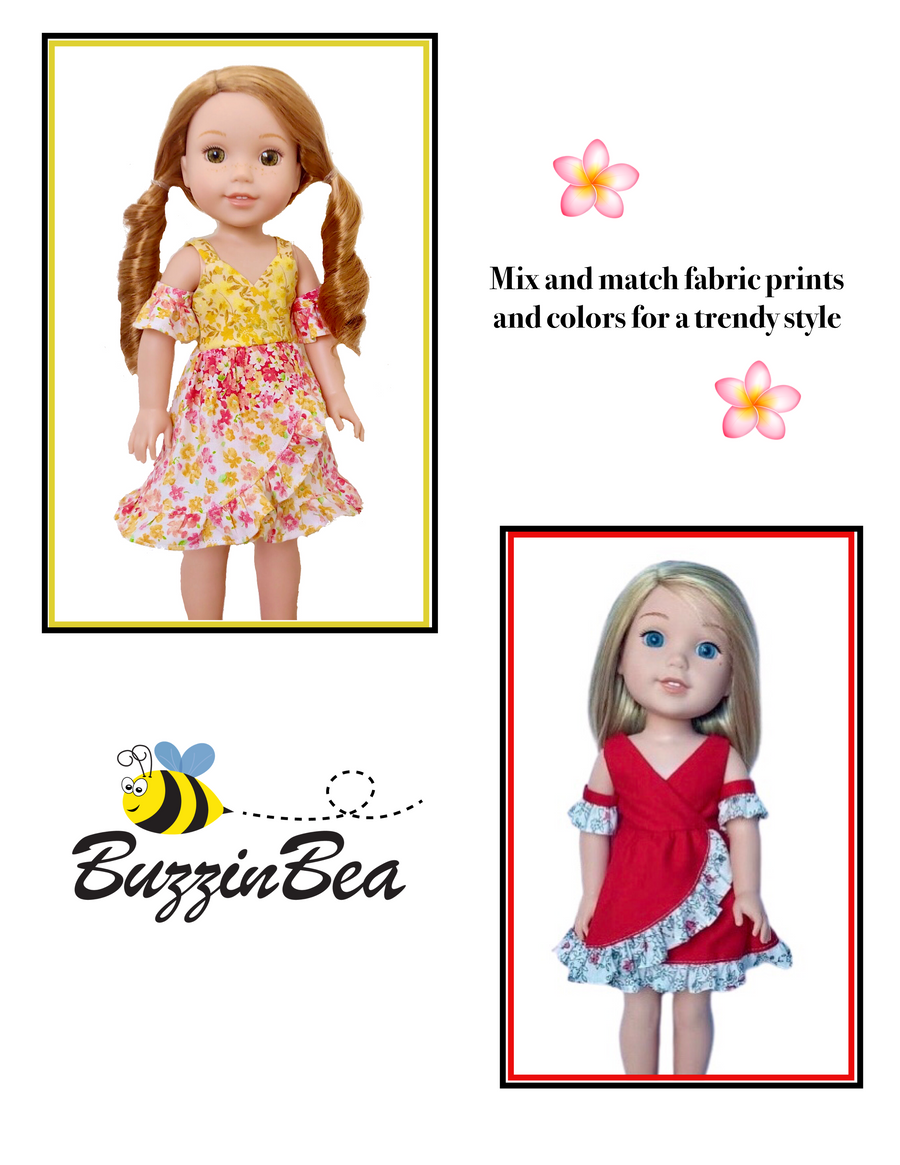 Chrysanthemum dress  14-inch doll clothes PDF sewing pattern