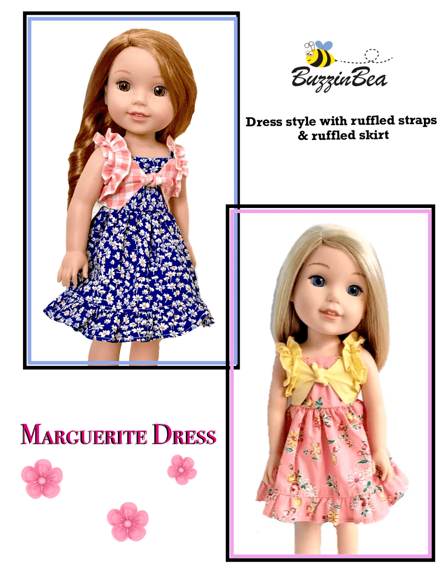Marguerite dress 14-inch doll clothes PDF sewing pattern